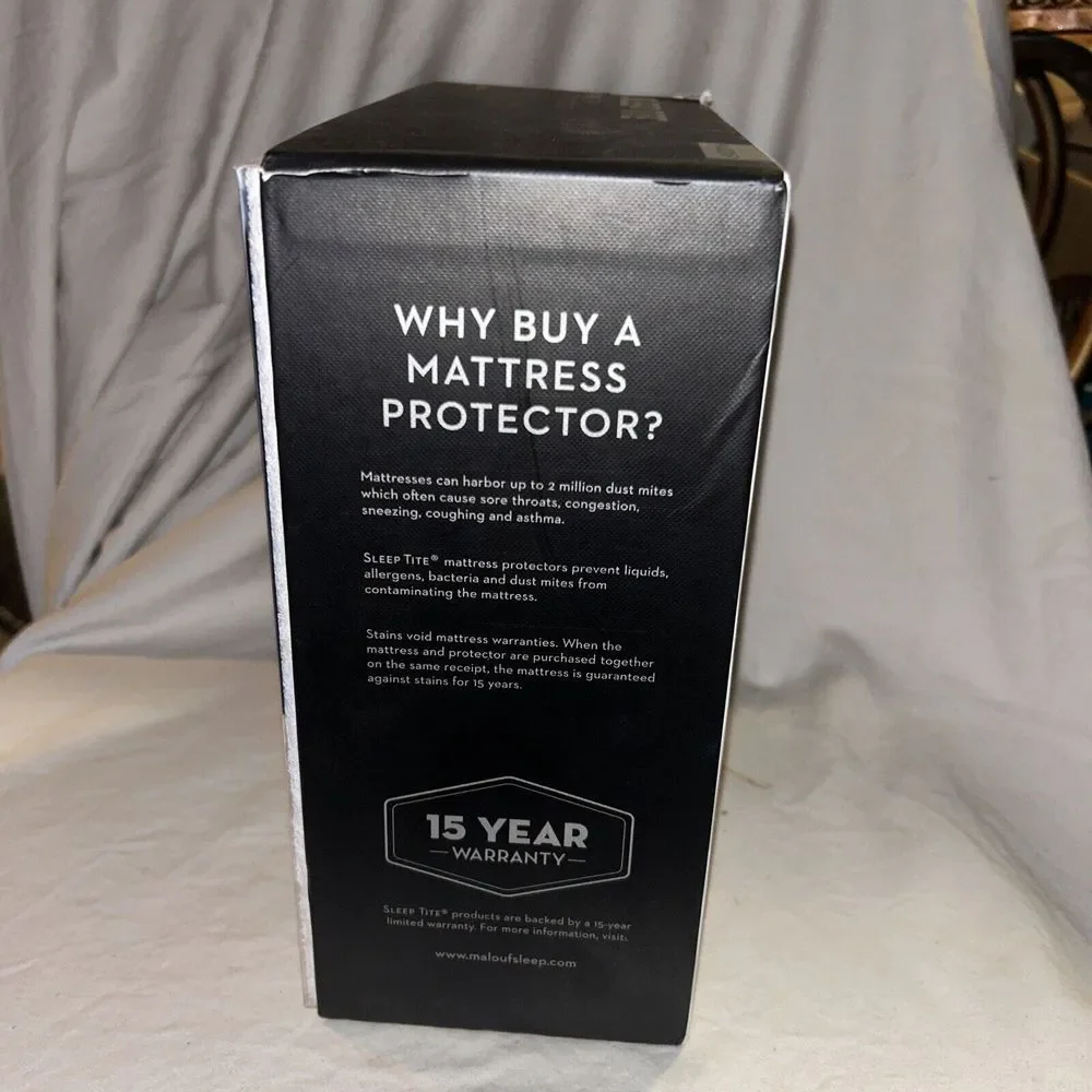 Malouf Sleep Tite ~ Prime Terry Smooth Cotton Mattress Protector‎ ~ Size Twin